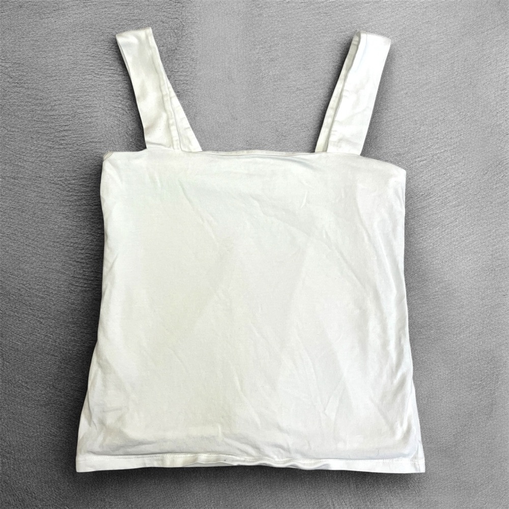 LOFT Womens Thick Strap Square Neck Tank Top Stretch Size XS Petite White